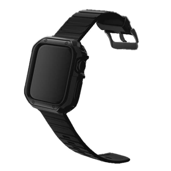 Armband Apple Watch 42/44/45/49mm Svart + TPU Skal Bumper Svart