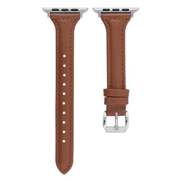 Läderarmband Apple Watch 38/40/41 1/2/3/4/5/6/7/8/SE Smalt Brun