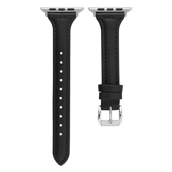 Läderarmband Apple Watch 42/44/45/49 1-8/SE/Ultra Smalt Svart