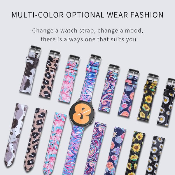 INF Klokkereim for Samsung Galaxy Watch Active1 / 2 Gen Leopard-mønster