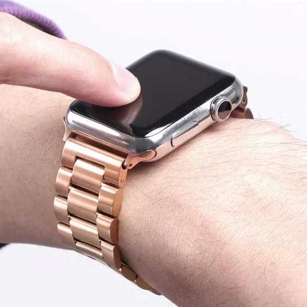 Apple Watch 42/44/45 Metal Link -rannekoru ruusukulta
