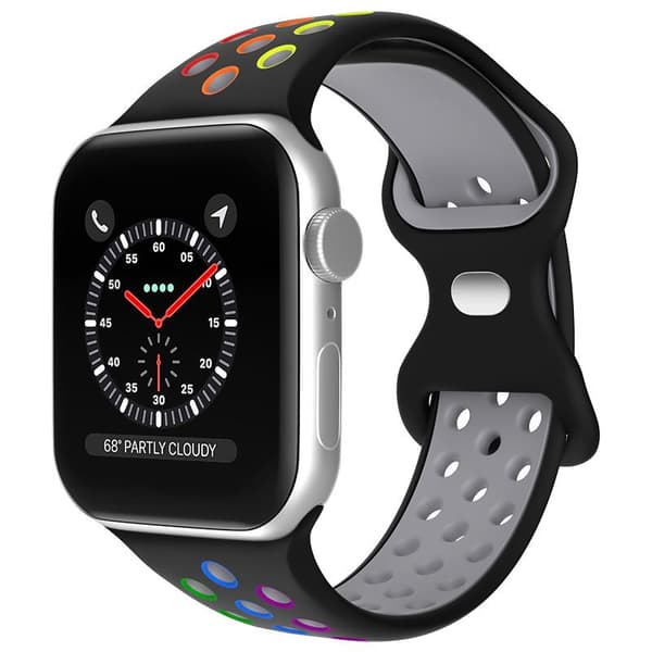 Apple Watch kompatibelt Sport Armband Silikon SVART/RAIN 42/44/45mm Svart S