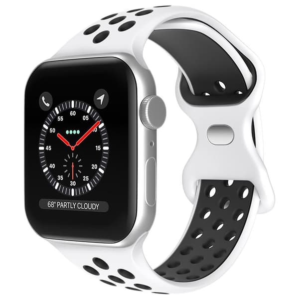 Apple Watch kompatibelt Sport Armband Silikon VIT/SVART 42/44/45mm Svart L
