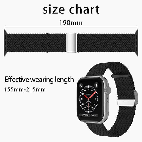 Apple Watch kompatibelt Armband Elastiskt SVART 42/44/45 mm