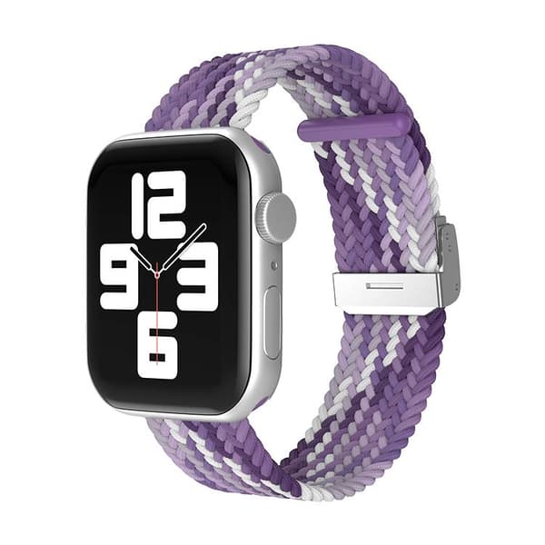 Apple Watch kompatibelt Armband Elastiskt LILA/VIT  42/44/45 mm