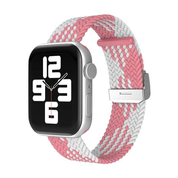 Apple Watch kompatibelt Armband Elastisk ROSA/VIT 42/44/45 mm