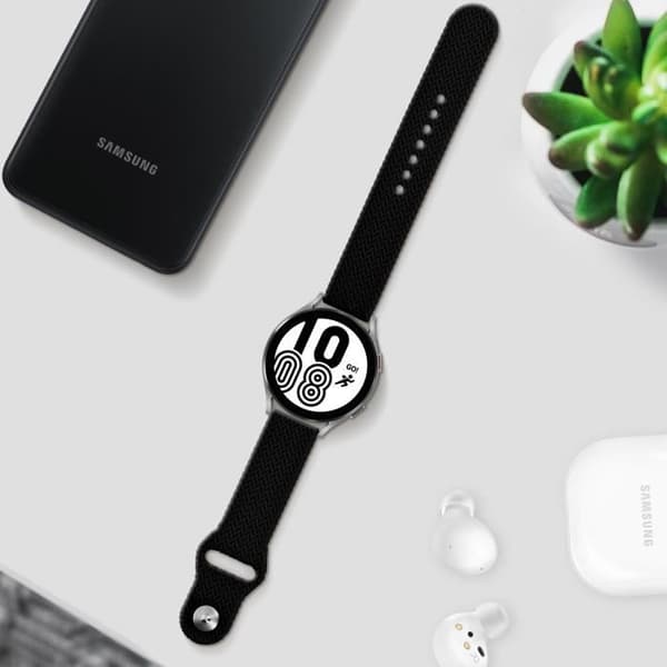 Rem till Samsung Galaxy Watch 4 i svart Soft-touch flätad silikon