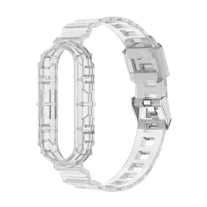 Armband Xiaomi Mi Band 6 och 5 Sport Stötsäker Silikonrem 24cm Transparent Vit