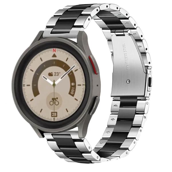 Rannekoru ruostumatonta terästä Samsung Galaxy Watch 5 Pro (45mm) - Hopea/Musta