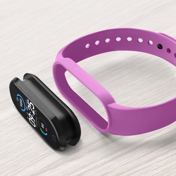 Xiaomi Mi Band 6 och 5 Premium mjukt ljuslila sportrem i silikon