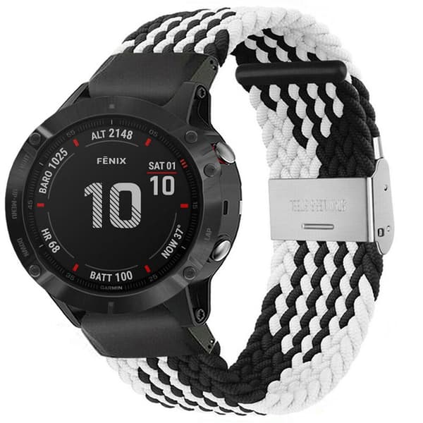 Flettet elastisk armbånd Garmin Fenix 6X - svarthvit