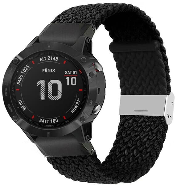 Flettet Elastik Armbånd Garmin Fenix 6 - Sort