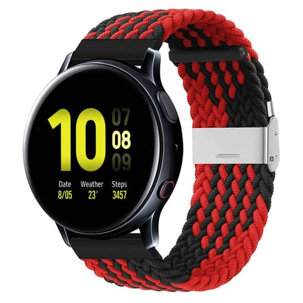 Flätat Elastiskt Armband Samsung Galaxy Watch Active 2 (40mm) - Röd/Svart