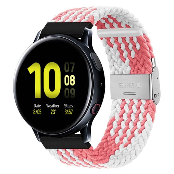 Flettet Elastik Armbånd Samsung Galaxy Watch Active 2 (40mm) - pinkwhite