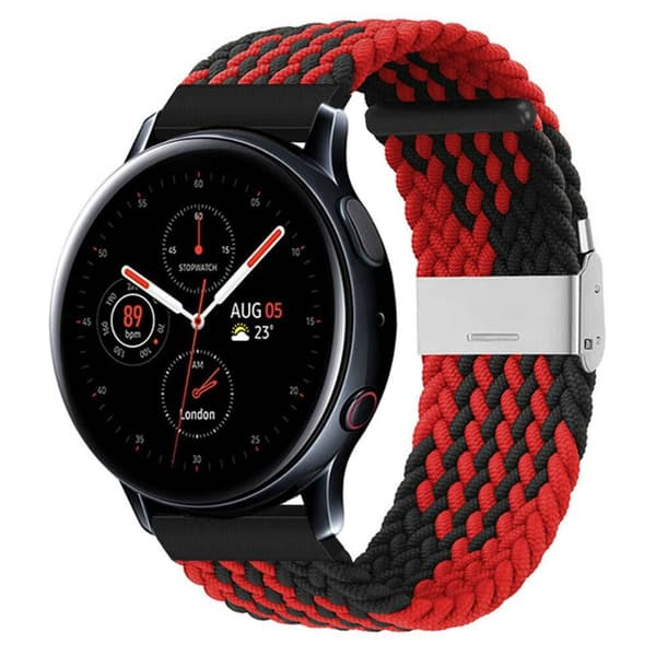 Flätat Elastiskt Armband Samsung Galaxy Watch Active 2 (44mm) - Röd/Svart