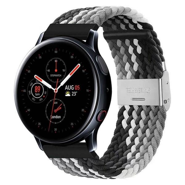 Flätat Elastiskt Armband Samsung Galaxy Watch Active 2 (44mm) - Svart/Vit