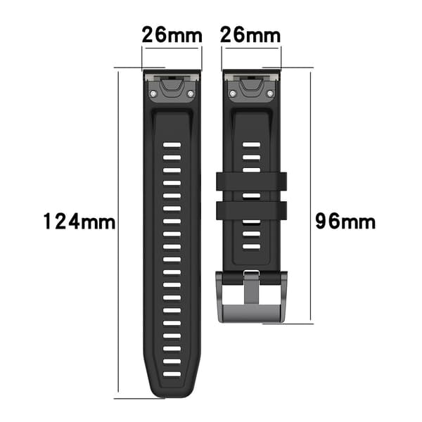 Silikoniranneke Garmin Fenix 7X 26mm - Musta