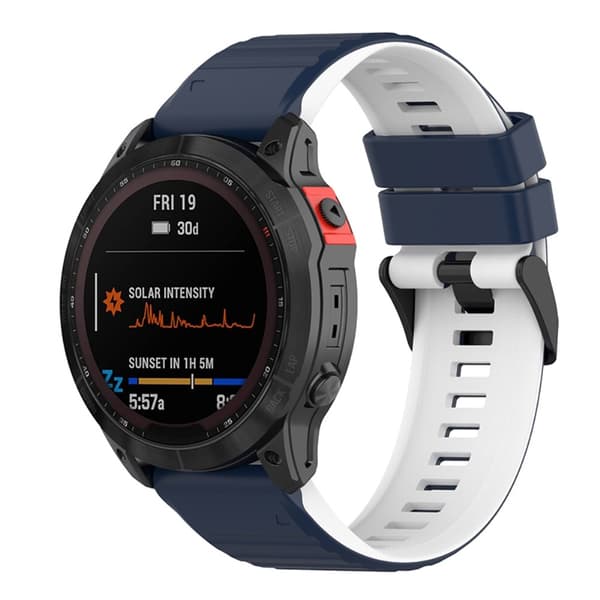Garmin Fenix 7/6/6 Pro etc. Tvåfärgat klockarmband i silikon - Blå/Vit