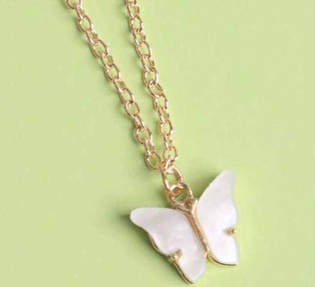 vit FJÄRIL SILVER Halsband Design ALL HANDMADE NYHET LOVE UNIKA