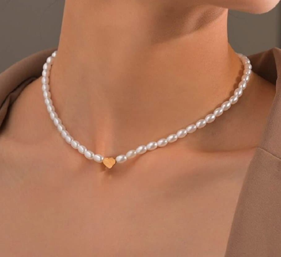 pärlor Hjärta Guld Halsband Design NYHET LOVE UNIKA