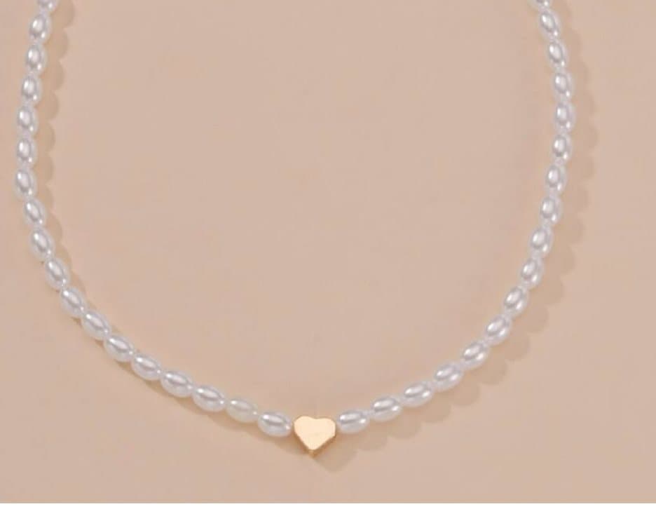 Hjärta pärlor Guld Halsband Design NYHET LOVE UNIKA