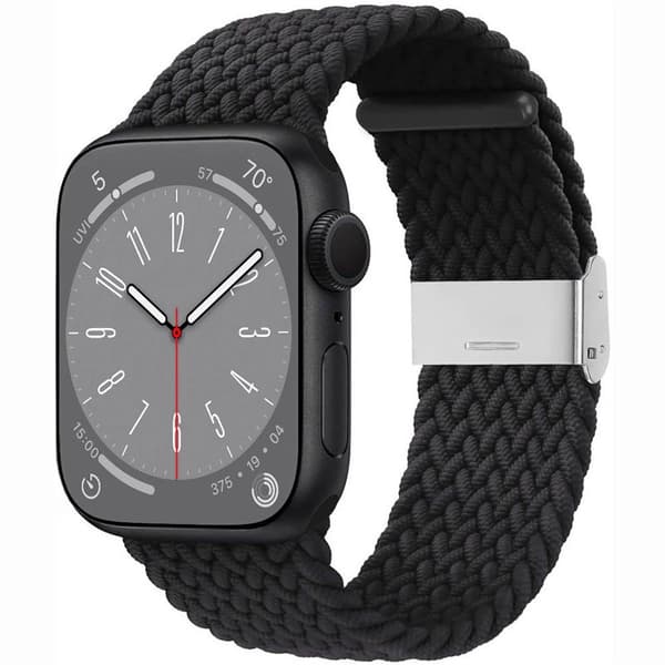Flätat Elastiskt Armband Apple Watch 8 (45mm) - Svart