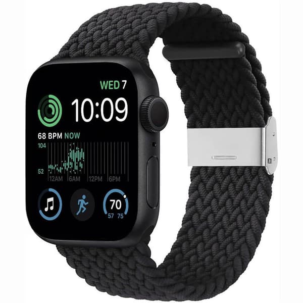 Flettet elastisk armbånd Apple Watch SE 2022 44mm - svart