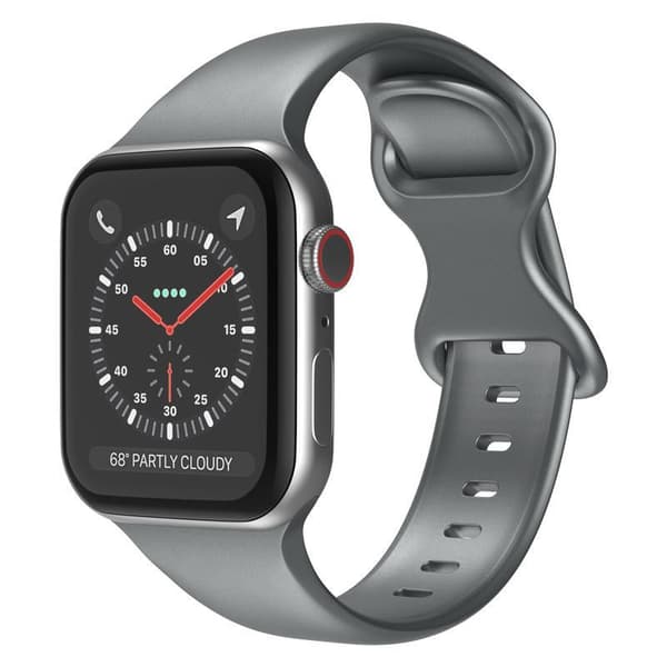 Apple Watch kompatibelt Armband Silikon GRÅ metallic 42/44/45 mm Silvergrå S