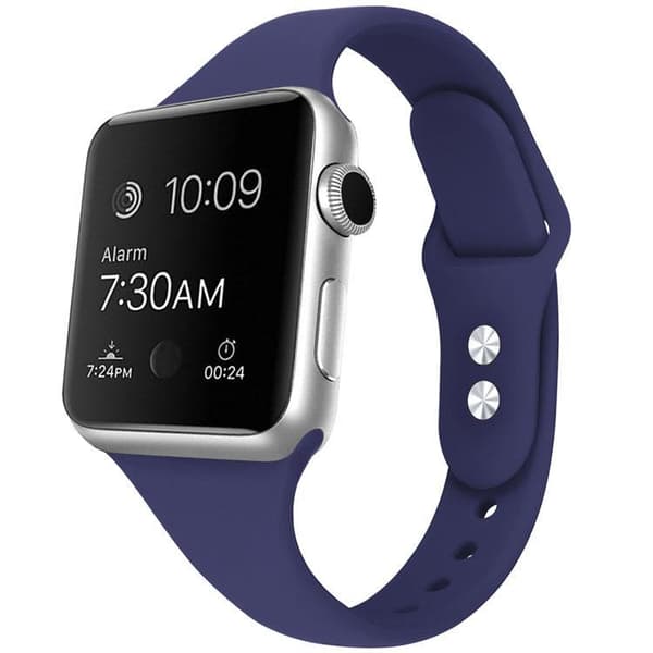 Apple Watch kompatibelt Smalt Armband Silikon BLÅ 42/44/45mm Blå L