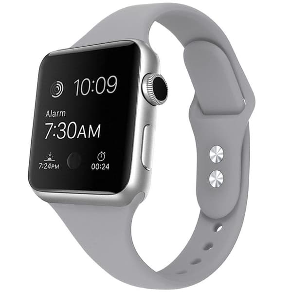 Apple Watch kompatibelt Smalt Armband Silikon LJUSGRÅ 42/44/45mm Ljusgrå S
