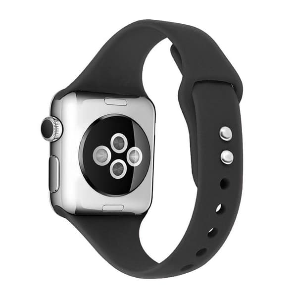Apple Watch kompatibelt Smalt Armband Silikon SVART 42/44/45 mm