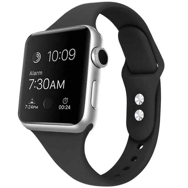 Apple Watch kompatibelt Smalt Armband Silikon SVART 42/44/45 mm Svart S