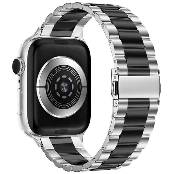 Armbånd Rustfritt stål Apple Watch SE 2022 (44mm) - Sølv/Sort
