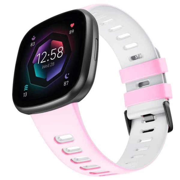 Twin Sport ranneke Fitbit Sense 2 - Vaaleanpunainen/valkoinen
