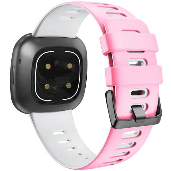 Twin Sport ranneke Fitbit Versa 4 - Vaaleanpunainen/valkoinen