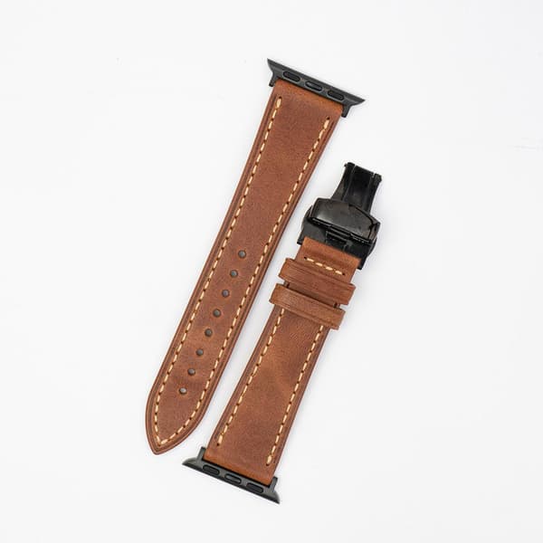 Läderband - Saddle Brown till Apple Watch
