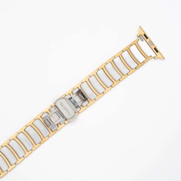 Stålband Elegans - Guld/Vit till Apple Watch