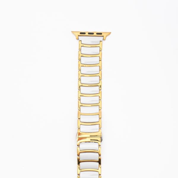 Stålband Elegans - Guld/Vit till Apple Watch