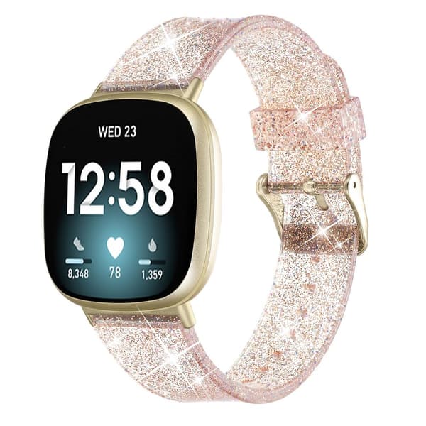 Glittrigt Fitbit Versa 3/Sense klockarmband - Guldfärgat
