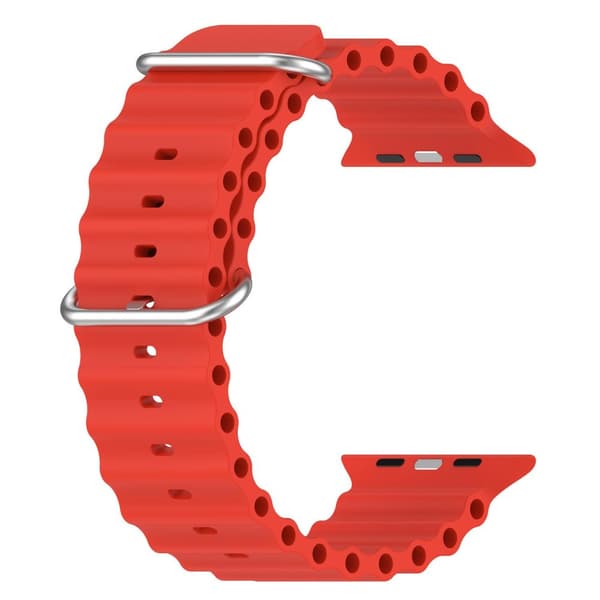 Apple Watch kompatibelt Wave Armband Silikon RÖD 42/44/45/49 mm