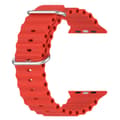 Miniatyrbild 3 av 5: Apple Watch kompatibelt Wave Armband Silikon RÖD 42/44/45/49 mm