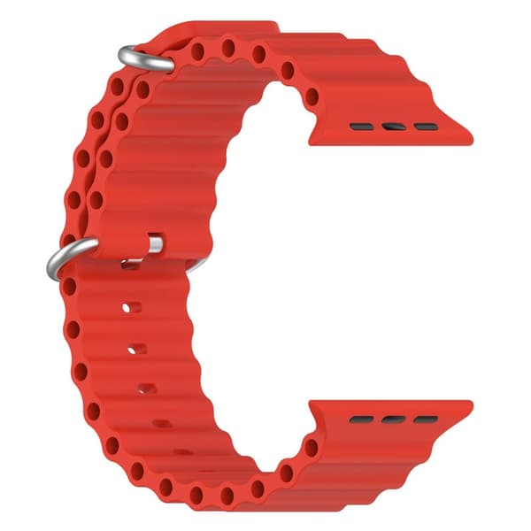 Apple Watch kompatibelt Wave Armband Silikon RÖD 42/44/45/49 mm