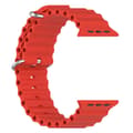 Miniatyrbild 4 av 5: Apple Watch kompatibelt Wave Armband Silikon RÖD 42/44/45/49 mm