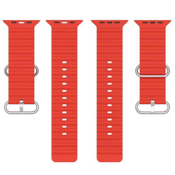Apple Watch kompatibelt Wave Armband Silikon RÖD 42/44/45/49 mm