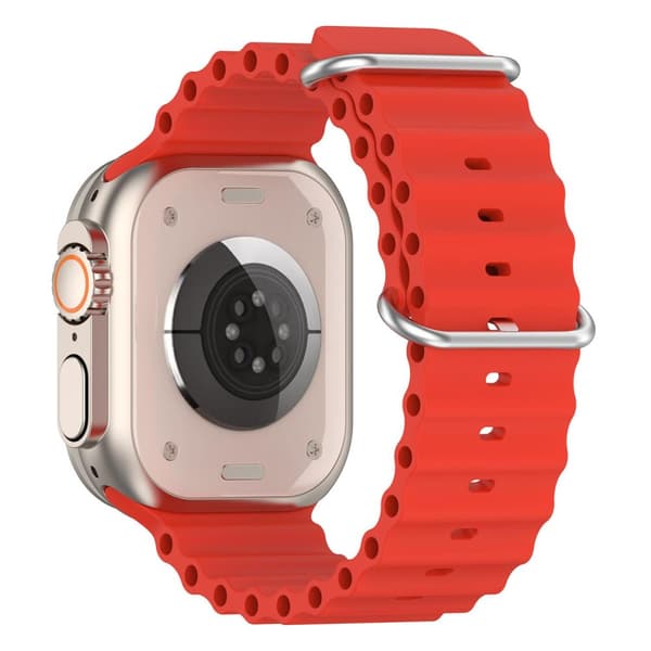 Apple Watch kompatibelt Wave Armband Silikon RÖD 42/44/45/49 mm