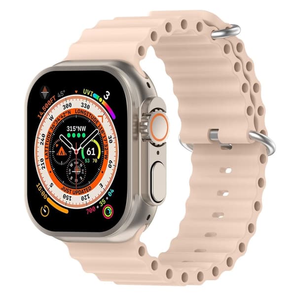 Apple Watch kompatibelt Wave Armband Silikon ROSA 42/44/45/49 mm
