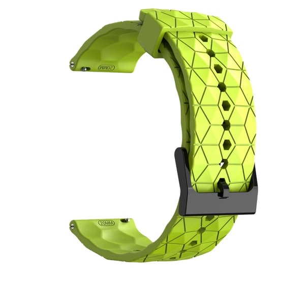 Fodbold mønster urrem silikone Grøn gul 20 mm Samsung Galaxy Watch 4 40 44mm/4 Classic 46 42 mm 2021, Garmin Vivoactive 3 Music/Forerunner 645/245 Mus