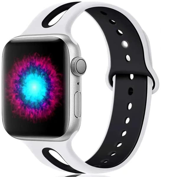 Apple Watch kompatibelt Armband Silikon TWO Vit/Svart 38/40/41 mm Vit L
