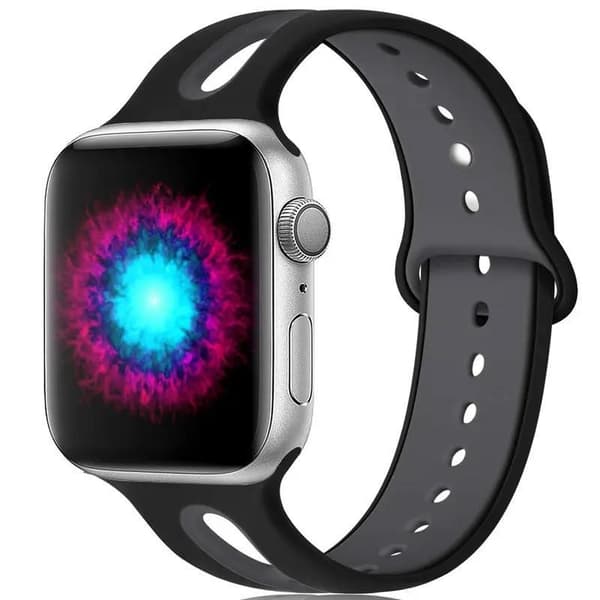 Apple Watch kompatibelt Armband Silikon Svart/Grå 42/44/45/49 mm