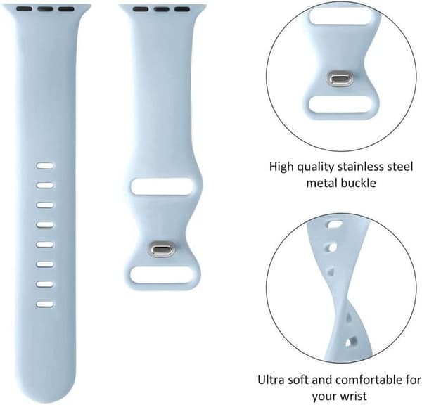 Apple Watch kompatibelt Armband Silikon LJUSBLÅ 42/44/45/49 mm